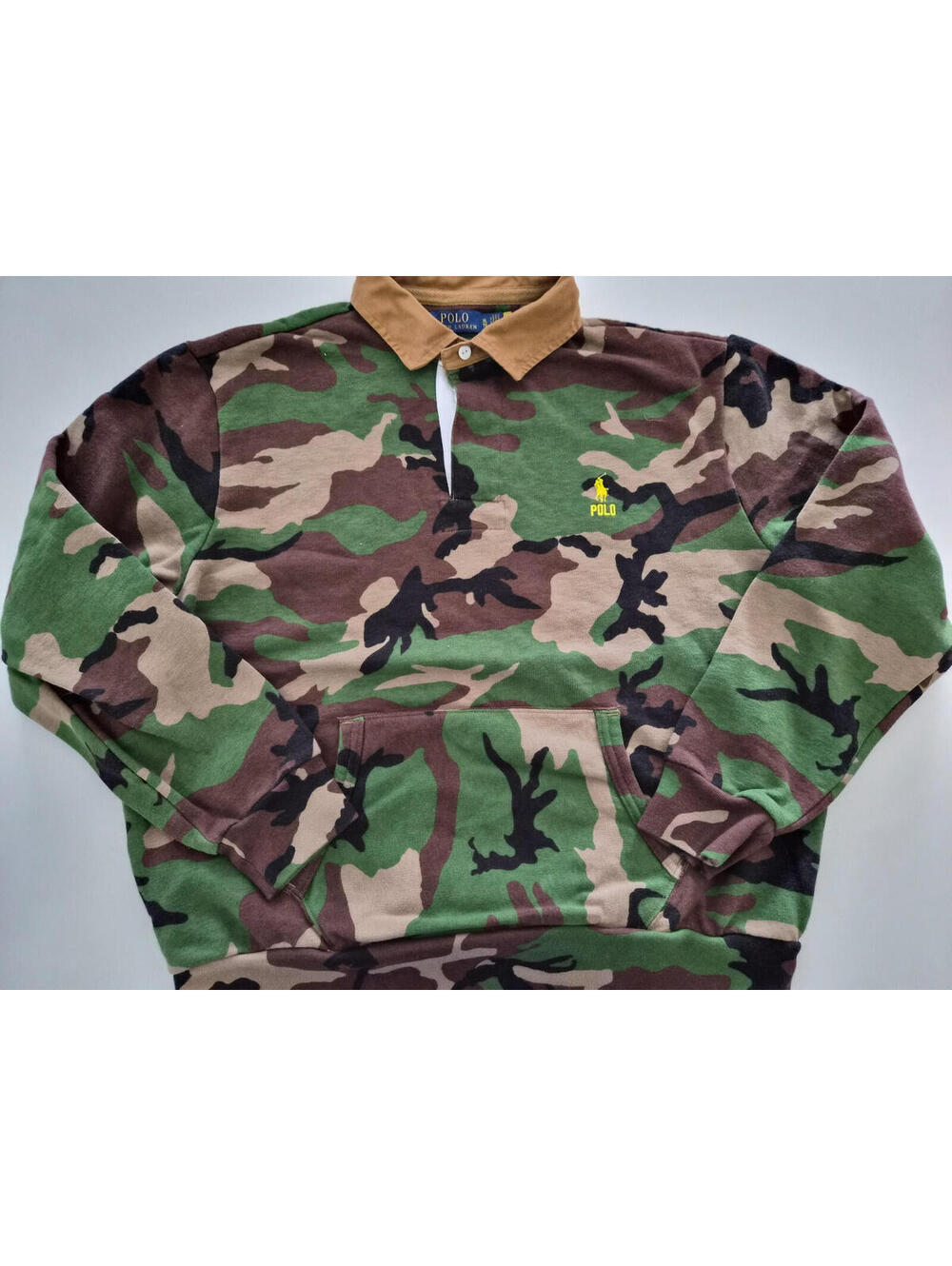 Polo Ralph Lauren Camo Men's XL Camouflage Fleece Sweatshirt Rugby Collar Shirt